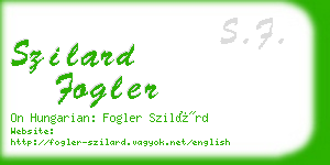 szilard fogler business card